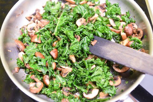 Peanut Noodles with Kale and Mushrooms