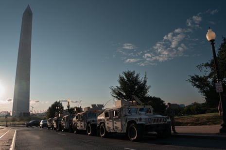 National Guard troops are deployed to the Washington Monument as part of president Trump’s mobilization of law enforcement on 12 August, 2025 in Washington, DC.